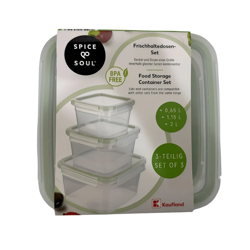 Spice & Soul® Food Storage Container Set of 3 – BPA-Free, Airtight & Stackable