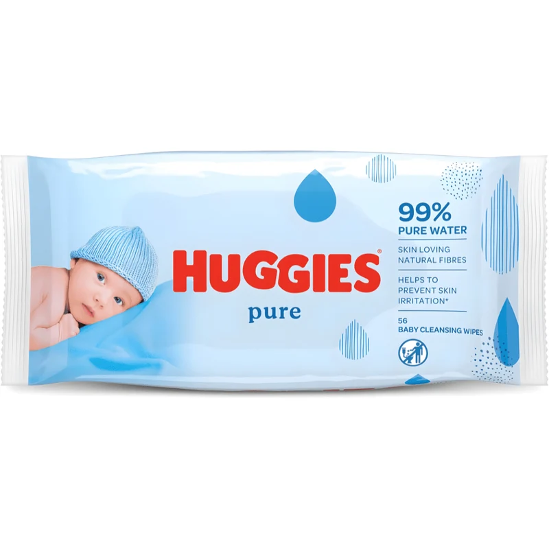 Huggies Pure Baby Wipes 56 Pack – UK Made, 99% Pure Water