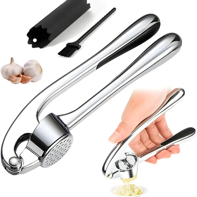 Premium Stainless Steel Garlic Press – Heavy-Duty Ergonomic Crusher & Kitchen Tool