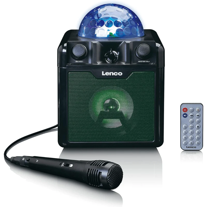 Lenco Karaoke System With Bluetooth , Rechargeable Battery , Microphone And Disco Ball