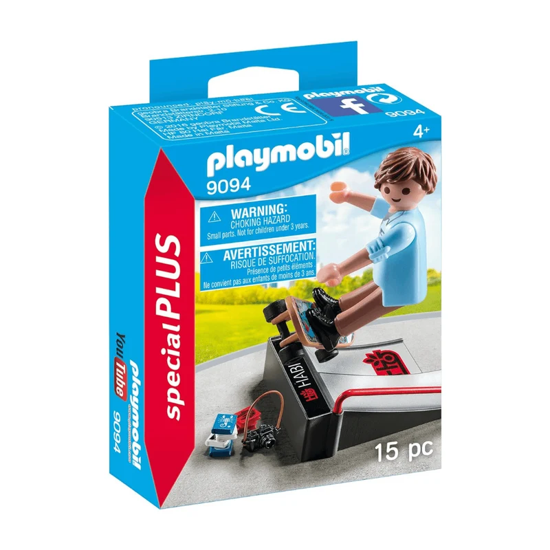 PLAYMOBIL 9094 Special Plus Skateboarder with Ramp , Suitable For Children Ages 4+