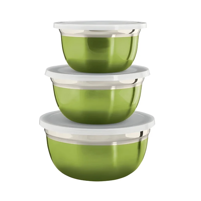 RNESTO® 3-Piece Stainless Steel Storage Bowl Set with Lids – Stackable & Freezer Safe