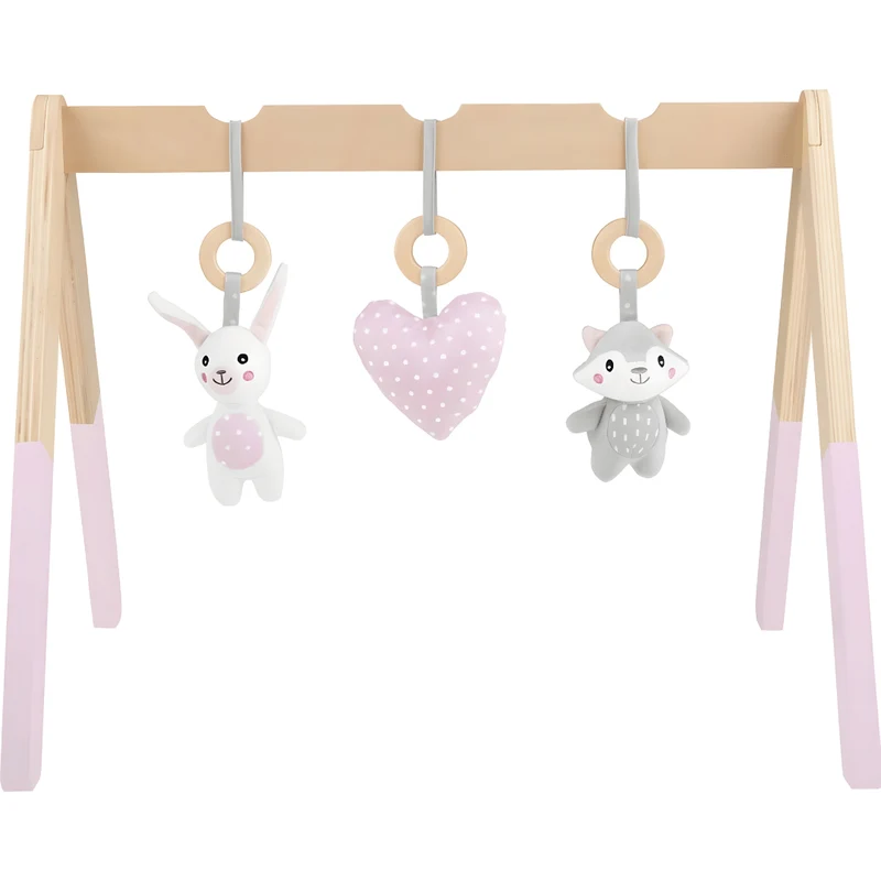 PLAYTIVE® Wooden Baby Play Gym with Plush Toys
