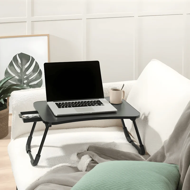LIVARNO Home Foldable Laptop Table with Cup Holder & Drawer – 55.5×39.5×25.5 cm