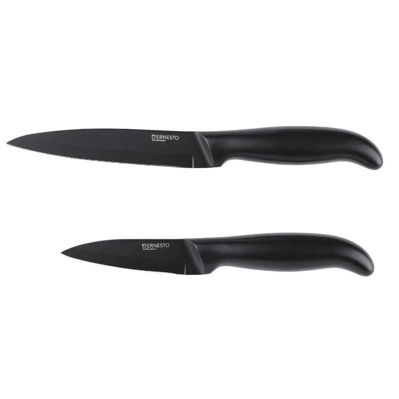 ERNESTO Premium Stainless Steel Knife Set – 2 Sharp Black Knives