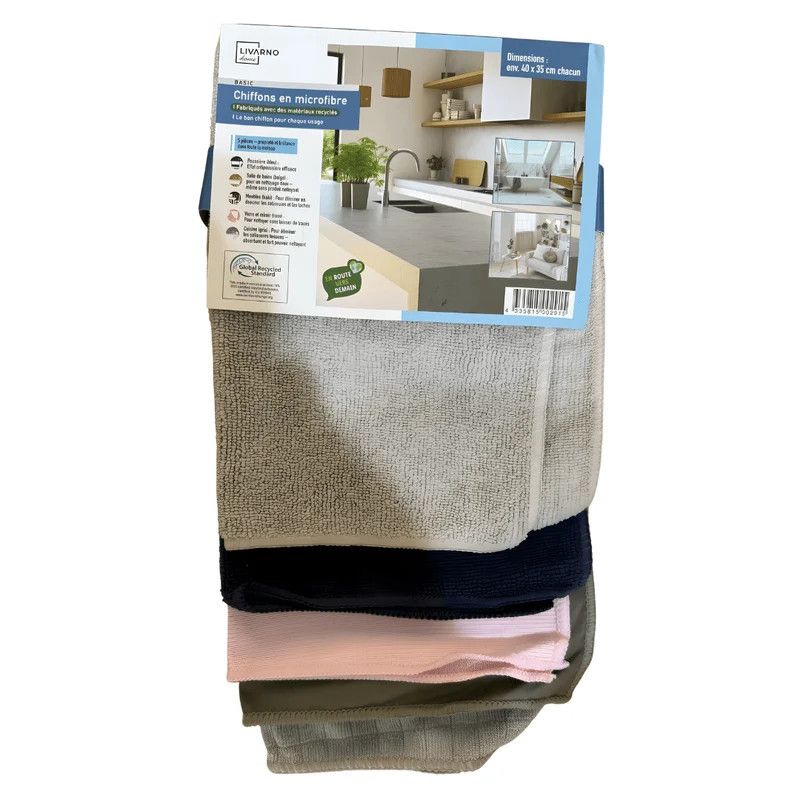 LIVARNO Home Microfiber Cloths Set – 5 pcs, 40×35 cm
