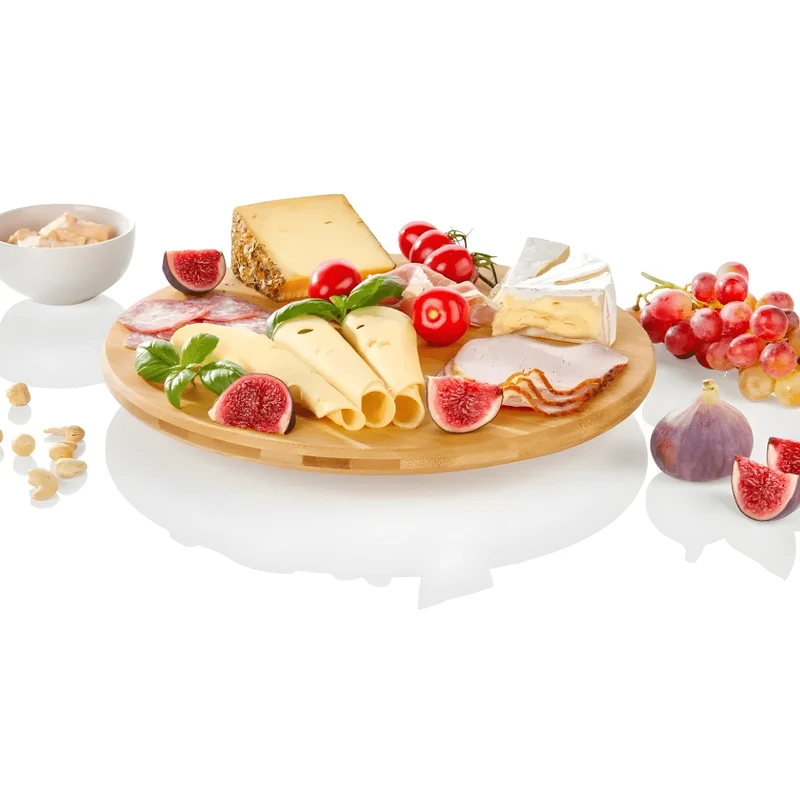 Livarno Home Rotatable Bamboo Serving Board – 32cm, Solid Bamboo