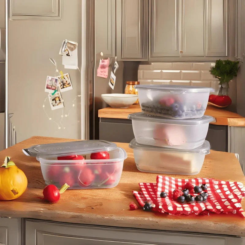 ERNESTO® Storage container set, plastic, BPA-free 1L