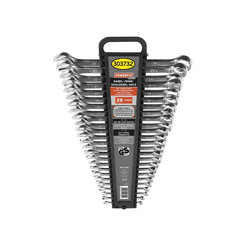 POWERFIX SET OF SPANNERS AND RING SPANNERS, 25 PIECES