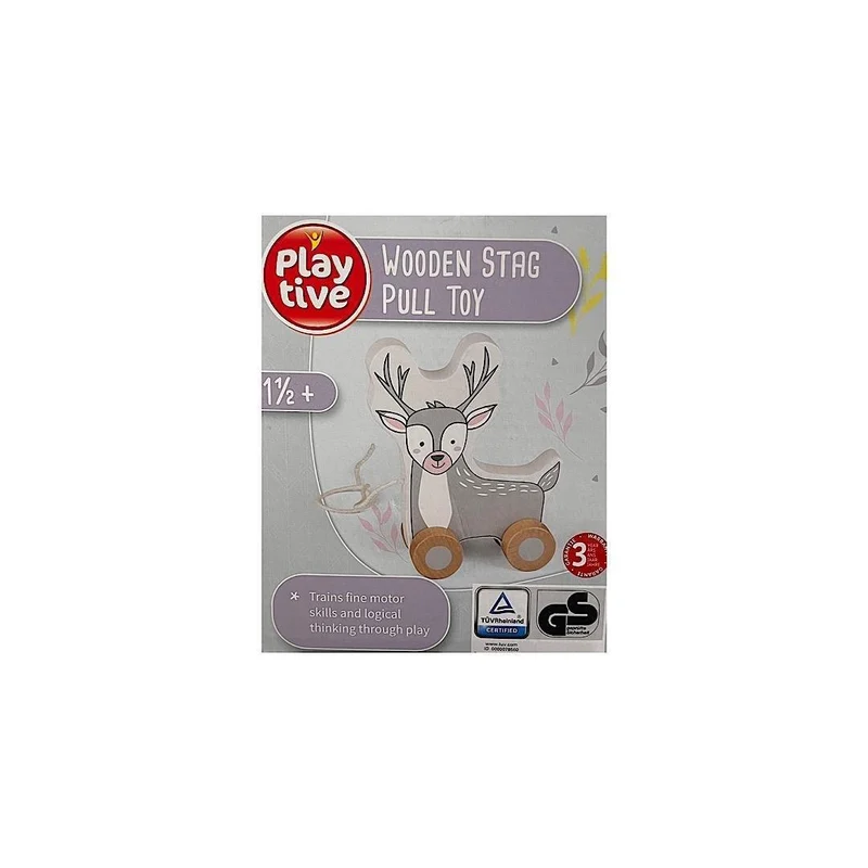 PLAYTIVE WOODEN STAG PULL TOY 1 YEAR +