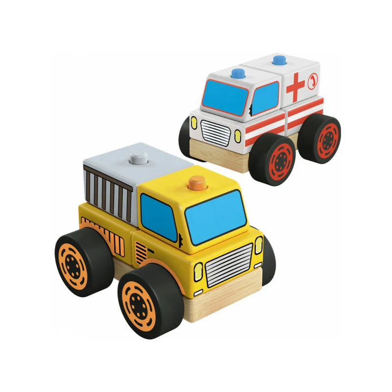 Playtive Wooden Vehicles – 10 pcs High-Quality Set (1+ Year)