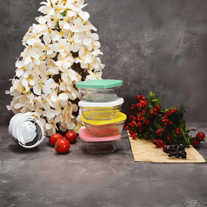 Pudding Storage Container Colorful 4 Pieces 11 × 5 cm