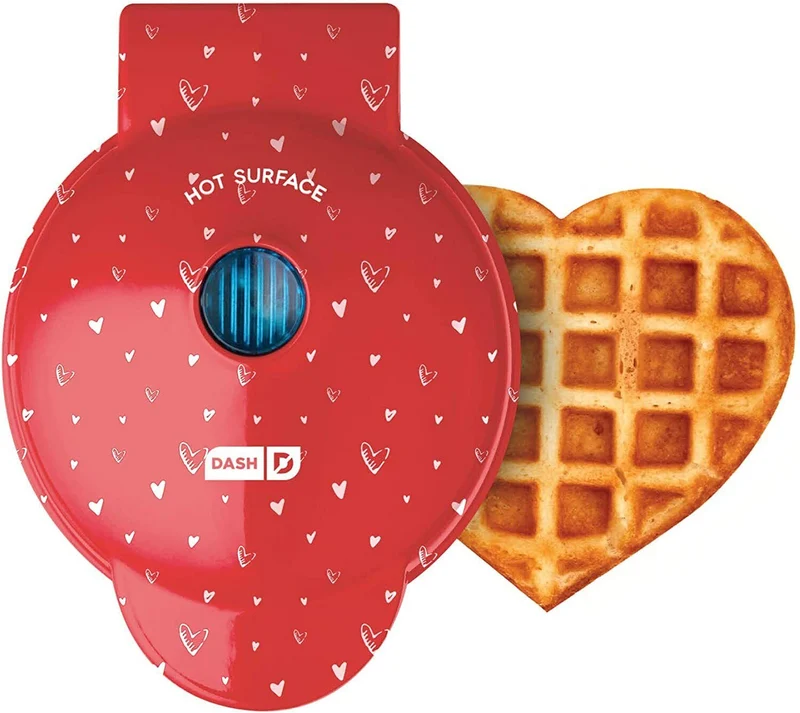 Mini Waffle Maker With Heart Print