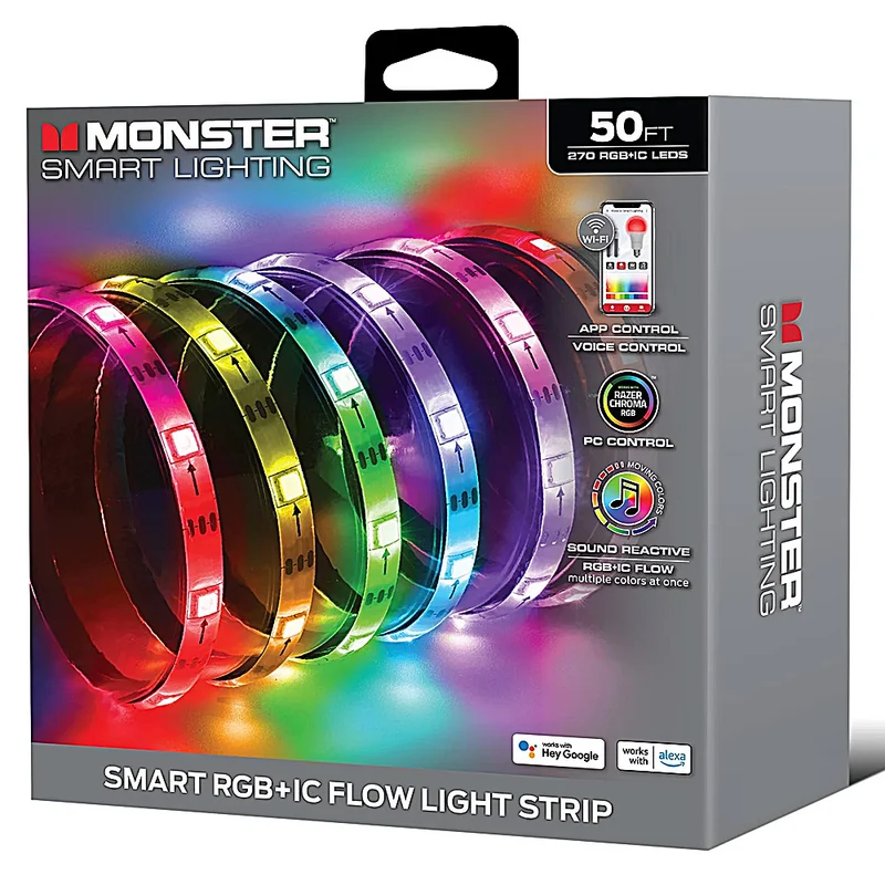 50 ft. Non-Smart, Infrared Remote Controlled RGB-IC Indoor LED Light Strip