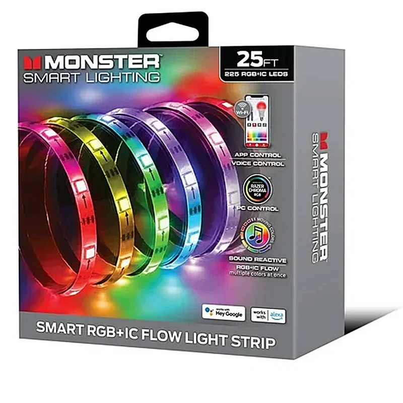 25ft. Non-Smart, Infrared Remote Controlled RGB-IC Indoor LED Light Strip