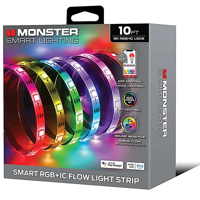 10ft. Non-Smart, Infrared Remote Controlled RGB-IC Indoor LED Light Strip