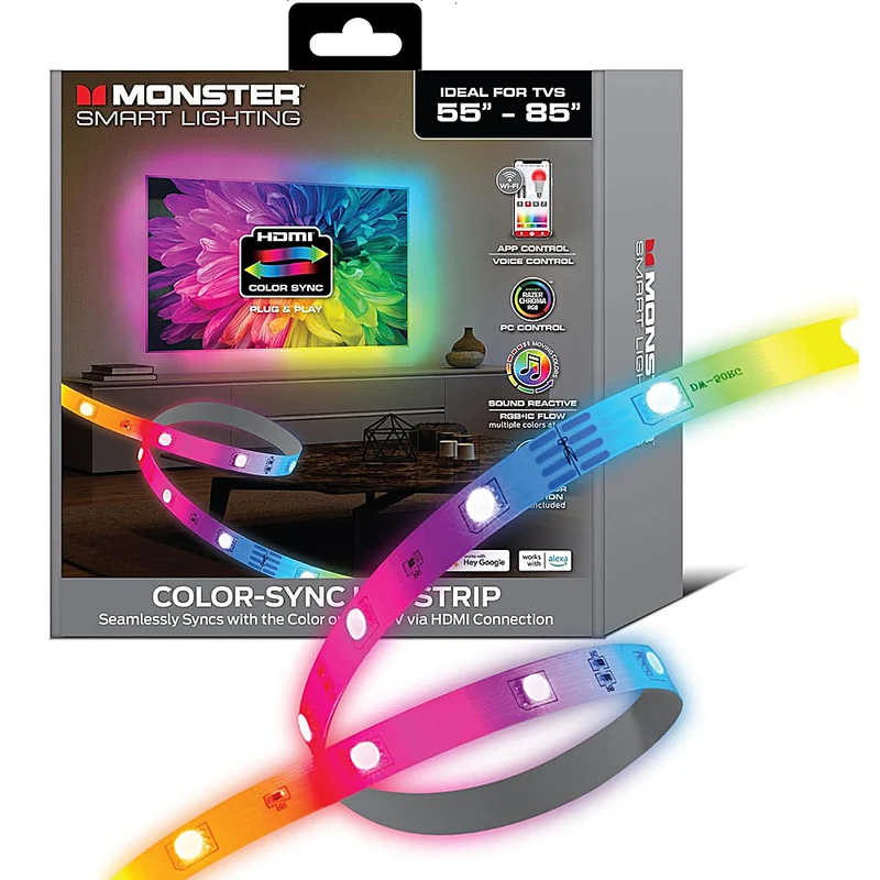 TV Backlight LED Light Strip with HDMI Color Sync Box for TVs 55"— 85”