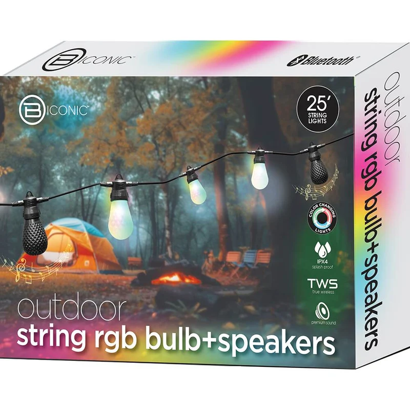Outdoor String RGB Bulbs + Dual Speaker Lights