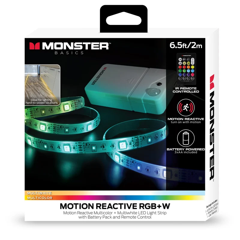 2M Multi-Color/Multi-White LED Light Strip With Motion Activation, 6.5 ft