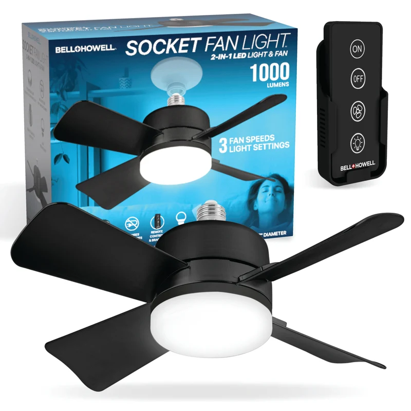 Bell+Howell Socket Fan Light with Remote