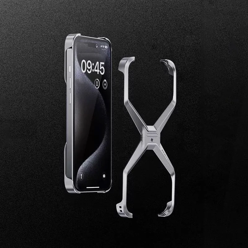 💯Lyxigt-ramlöst-ihåligt mobilskal i aluminiumlegering för iPhone💥