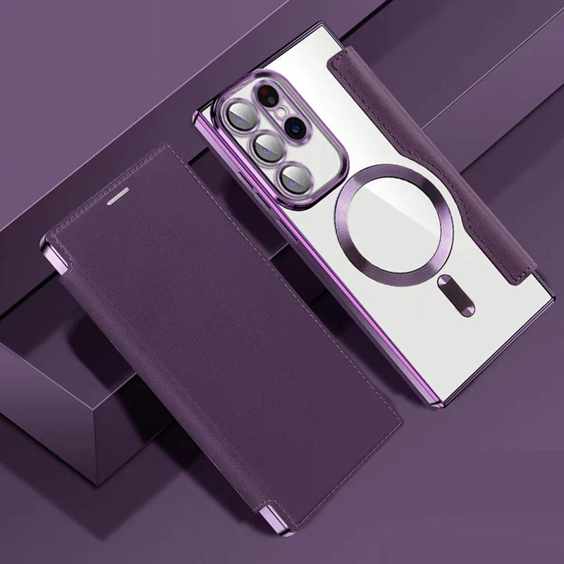 Nytt texturerat flipat telefonfodral i läder för Samsung