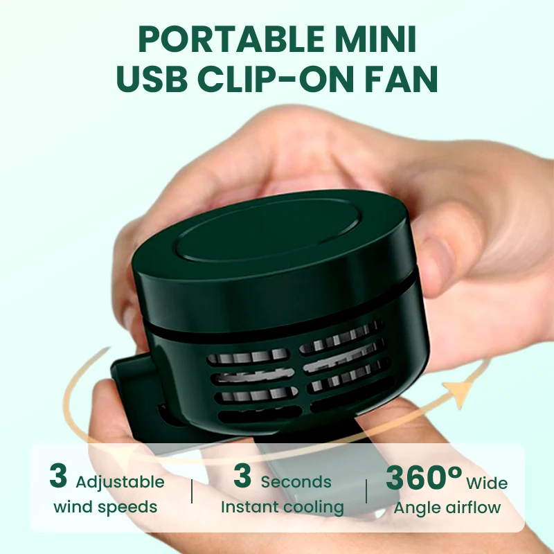 Bärbar mini-USB-fläkt med klämfäste
