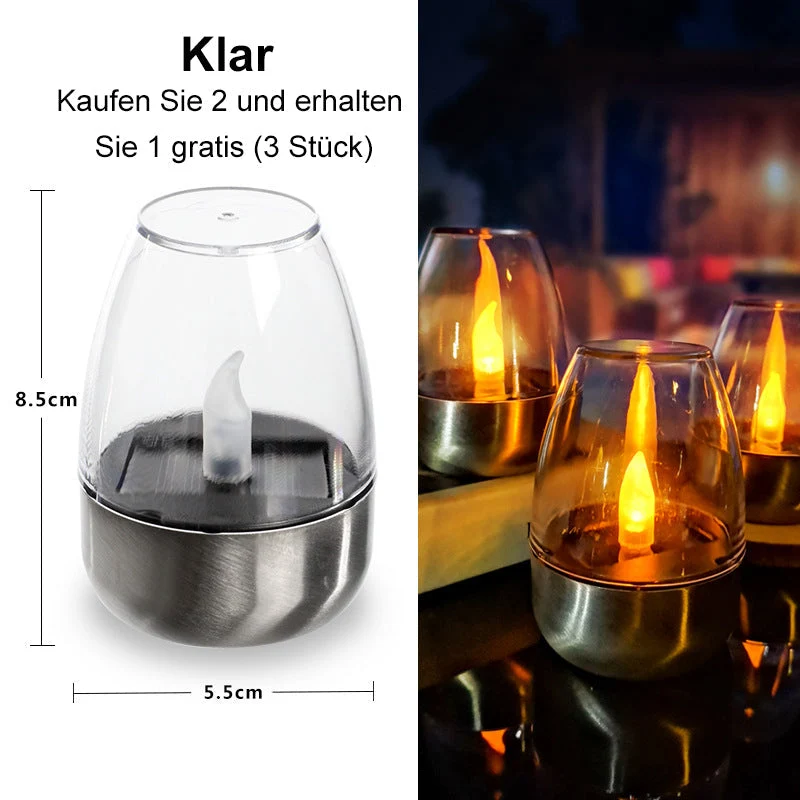 🕯️ KÖP 2 FÅ 1 GRATIS ☀️ | Solcells-LED-bordslampa – Flamlös & Vattentät med Skymningssensor