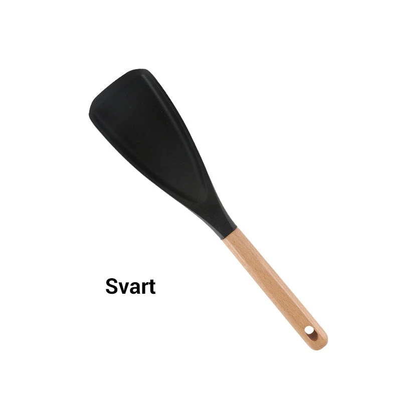 Mångsidig silikon spatel sked med trähandtag