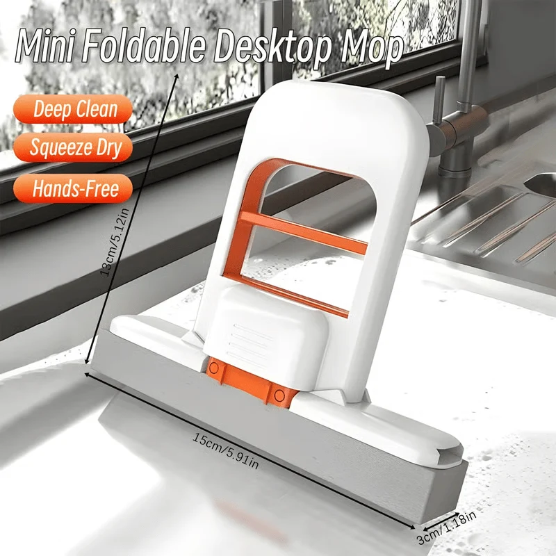 Mini vikbar skrivbordsmopp – Mopp för vått och torrt